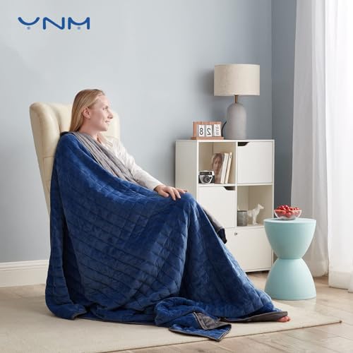 Image of YnM Cooling Weighted Blanket for Adults, 7lbs Heavy Bed Throw for One Person of 60lbs, Perfect for Hot Sleepers or Warm Climates with Rayon /Glass Beads(41x60 Inches,Twin Bed, Light Grey)