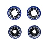 Set of 4 Billet Crusher Beadlock Wheels Compatible With Yamaha YFZ 450, YFZ 450R, Banshee, Raptor 700 – ATV Rims Front 10x5 (3+2) & Rear 9x8 (3+5), Black Powder Coat with Blue Billet Ring