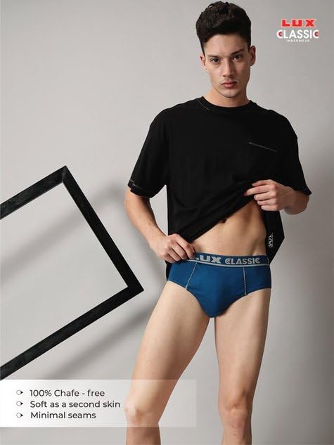 Image of Lux Classic Men's Brief - Value Pack | 100% Cotton V Shape Underwear | Comfortable Lux Brief Pack of 4 (Color May Vary)