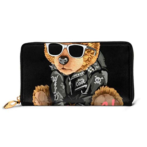 Preisvergleich Produktbild JHGFG Mode Handtasche Reißverschluss Brieftasche Bad Boy Slogan Bär Spielzeug Sonnenbrille Telefon Kupplung Geldbörse Abendkupplung Blockieren Leder Brieftasche Multi Card Organizer