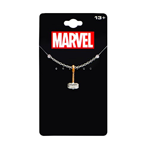Marvel Comics Thor Hammer Unisex Adult Silver Plated Pendant Necklace. Official Licensed Jewelry, One Size.(Thorhampnk01B) #TOP2
