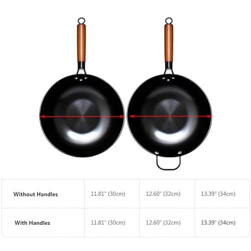 Wok de acero al carbono con fondo plano, 13.4 in miniatura 2