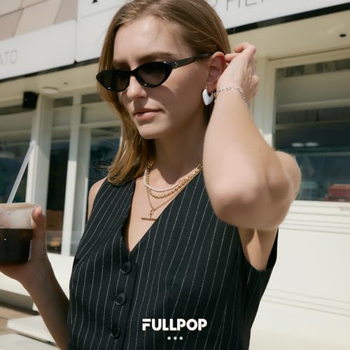 Image of Fullpop Vintage Earrings for Women, Chunky 14K Gold Plated Resin Hoop Earrings Lightweight Hollow Drop Earrings Hypoallergenic Earrings for Women Vintage Anthropologie Jewelry Gifts for Women