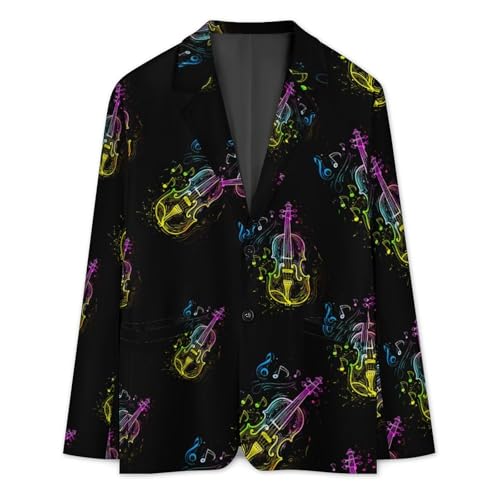 Colorful Violin Music Notes Casual Suits Jackets for Men Two Buttons Business Coat Wedding Dinner Party2
