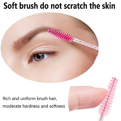 XPP Disposable Eyelash Brushes,100PCS Eye Brow Spoolie Castor Oil Brush Mascara Wands Cosmetic Makeup Tools(Crystal Pink) - Image 5