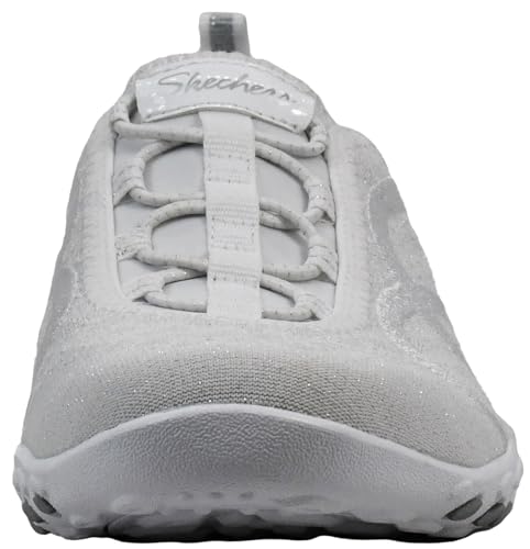 Skechers Women's Relaxed Fit Breathe Easy Fortune-Knit Slip-On Sneaker, White/Silver, 6.5