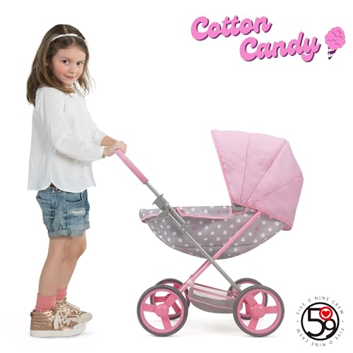 509 Crew: Cotton Candy Pink: Doll Deluxe Pram - Pink, Grey, Polka Dot - W/Matching Handbag, for Dolls Up to 18'', Removable Bassinet, Kids Ages 3+ by 509 - Used condition - Image 5