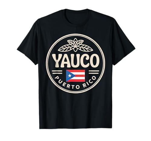 Yauco - Emblema floral de viaje de la ciudad de Puerto Rico Camiseta