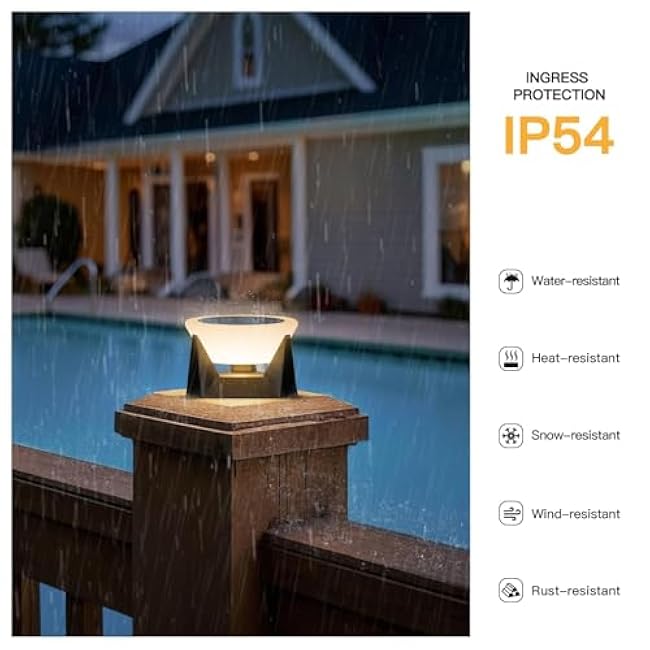 Solar Post Cap Lights, 4.7 Outdoor Solar Lamp 1 Pack, Fence Column Light Waterproof for Outside 5x5 6x6 Vinyl Wood Posts, Deck Garden Patio Yard Table Lantern 3000K Pillar Landscape Lighting