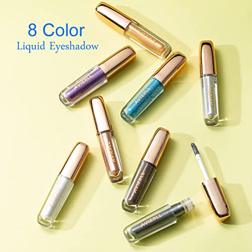 Avierll 8 Color Liquid Eyeshadow Set Gold Eyeshadow Brown Glitter Eyeshadow Eye Glitter Makeup Eye Shadow Stick Makeup Kit Quick-Drying Long Lasting Waterproof #TOP4