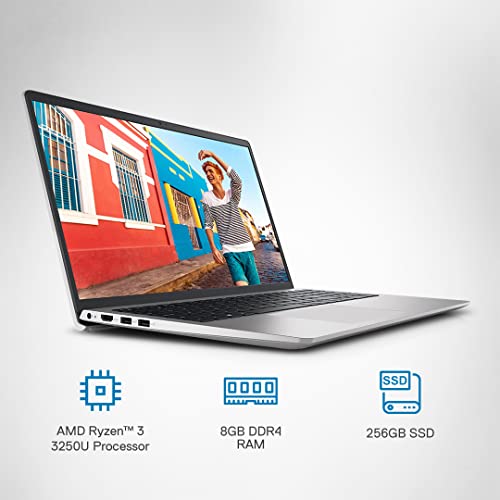 Image of Dell Inspiron 3515 Laptop, AMD Ryzen 3-3250U, Win 10 + MS Office, 15.6 inch (39.62cms) FHD, 8GB DDR4, 256GB SSD, Radeon Graphics, Platinum Silver, (D560524WIN9S)