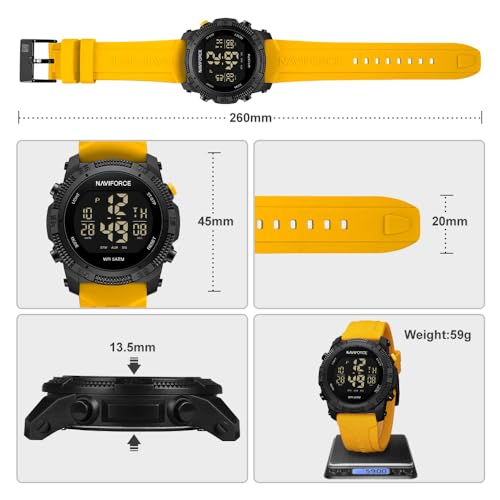 Image of NAVIFORCE Men Sports Waterproof Digital Watches with Stopwatch Alarm Countdown Rubber Strap Wristwatch for Women