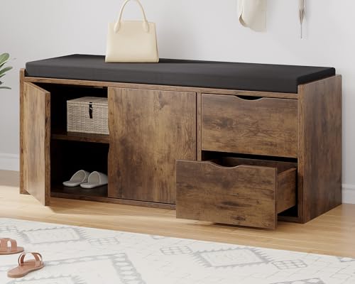 LVB Sitzbank mit Stauraum, Schuhbank mit Sitzfläche, Gepolstert, Multifunktionale schuhregal mit...