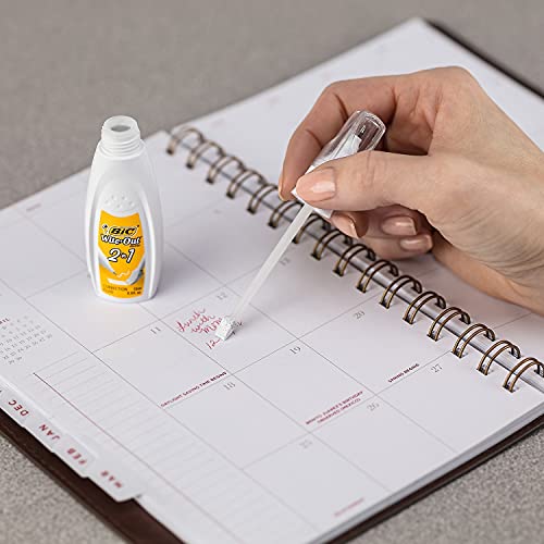 BIC WOPFP11 Wite-Out 2-em-1 Fluido de correção, garrafa de 15 ml, branco