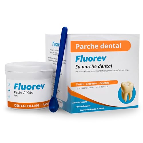 FLUOREV – Relleno dental temporal – Reparación dental temporal (caries, rellenos) y alivio inmediato del dolor – Listo para usar, fácil de usar – Con óxido de zinc – 15 g