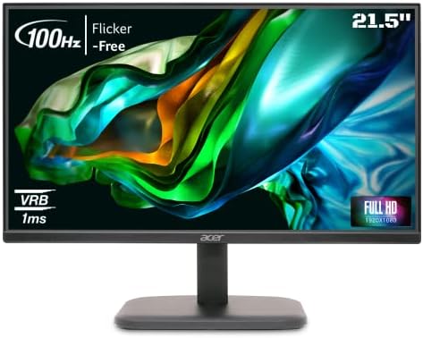 Acer EK220Q 21.5 Inch (54.61 cm) Full HD (1920x1080) Pixels VA Panel LCD Monitor with LED Back Light I 1 MS VRB, 100Hz Refresh I 250 Nits I HDMI & VGA Ports with HDMI Cable I Eye Care Features (Black)