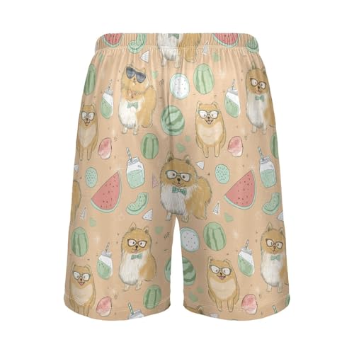 Pomeranian Watermelon Pajama Bottom Shorts for Men Soft Casual Sleep Lounge Shorts with Pockets S-XXL2