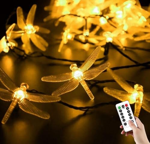 Guirlande lumineuse libellule 5m 50 LED blanc chaud avec télécommande