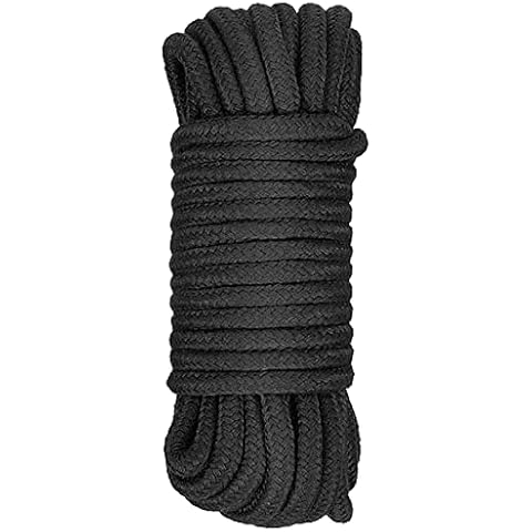 tallkeey Soft Cotton Rope Cord,10M Thick Cotton Cord, All Purpose Soft Rope Twisted Cotton Knot Tying Rope for DIY Craft Projects Hanging Bundling Rope, (Black Rope) Cover