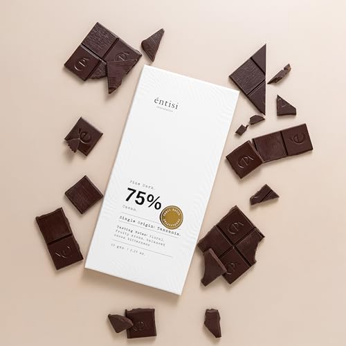 Image of Entisi Dark Chocolate Bar Chocolates In Fresh, 75% Cocoa, Vegan, Single-Origin Tanzania Chocolate, Rich In Antioxidants, Gourmet Treat With Smooth Texture, Premium Snack or Gift Option,65 G