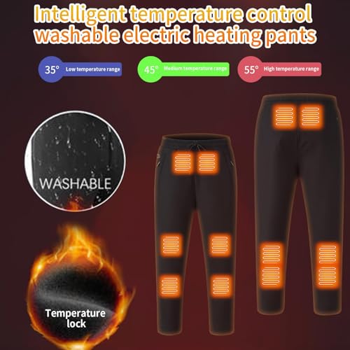 Heated Pants for Men Women Rechargeable Heating Pant Work Pants Winter Snow Sweatpants Fleece Insulated Electric USB2