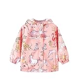 Feidoog Boys Girls Lightweight Jacket Kids Cartoon Waterproof Zipper Hooded Outerwear Coat,Pink,7-8T