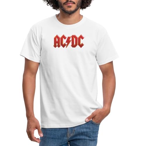 Spreadshirt AC/DC Classic Logo with Lightning Bolt Men's T-Shirt, L, White