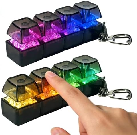Porte-clés Fidget Clicker Bleu Dégradé – Jouet Anti-Stress à 4 Boutons Linéaires, Accessoire Déco Pour Clés Et Sacs (Lot De 2)