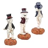 Cabilock 3pcs Mummy Decoration Cute Resin Dancing Mummy Statues Halloween Table Decor Compact for Use for Gardens Courtyards