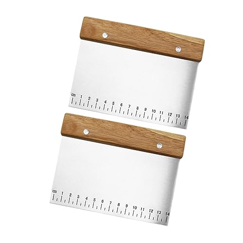 Cabilock Raspador De Masa Con Mango De Madera y Cuchillas De Acero Inoxidable Para Cortar y Untar