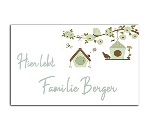 Edles Türschild mit Namen für die Haustür | Namensschild Briefkasten-Schild selbstklebend oder mit Bohrlöcher Klingelschild mit kratzfestem UV Druck |