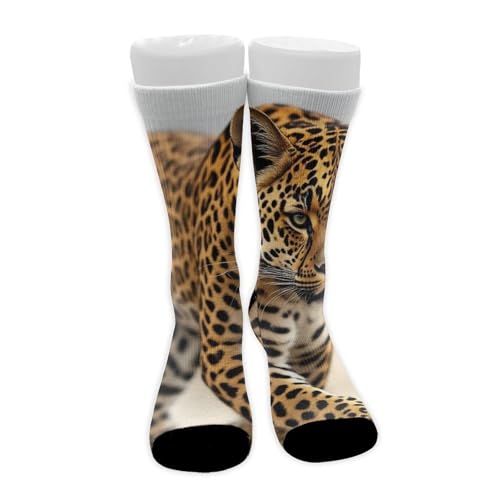 VAFZASC Women's Socks Non Slip Fashion Mid Calf Dress Socks Compatible with Leopard Cheetah Art, Outdoor Cycling Decor for All Seasons