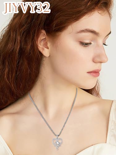 Faith Heart Necklace Gifts for Women - White Gold Birthstone Necklace, Wedding Anniversary Birthday Gifts for Her Wife Mom Daughter Grandma Sister4