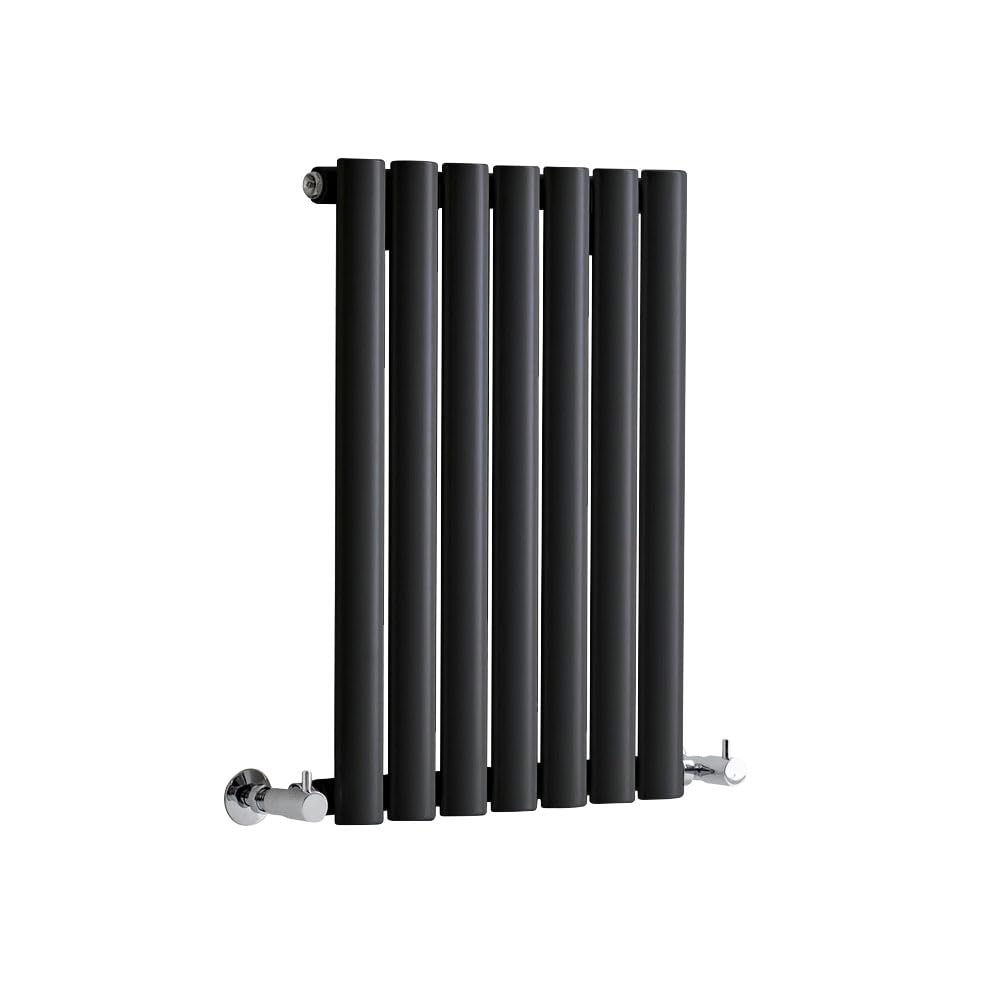 Milano Black Horizontal Single Oval Panel Radiator - 595 X 413Mm
