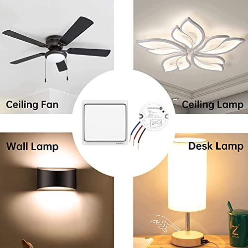 Self-Powered Wireless Light Switch And Receiver Kit, Linptech Remote Control On/Off For Home Led Plug In Ceiling Lights, Closet Lamp, Pull Chain Light, Pool Lights, Fan - No Battery No Wiring, White #TOP7