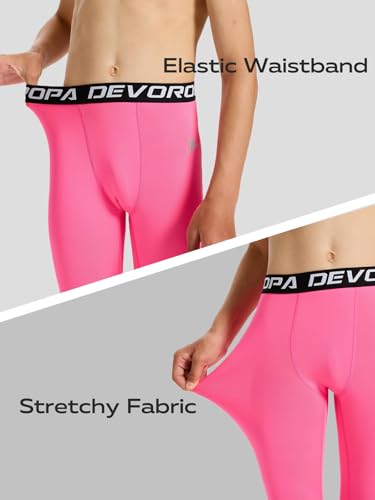 Image of DEVOROPA Boys Leggings Youth Compression Pants Sports Tights Basketball Football Baseball Soccer Baselayer Slim /Regular /Husky