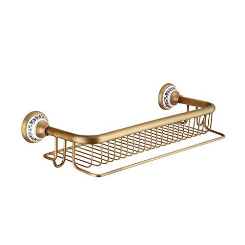 CGKs6anmU Towel Rails Copper Antique European Moner Shower Caddy Basket and Bathroom Shelf Cosmetics Shelf with Hook Bath Towel Shelf Towel Rack