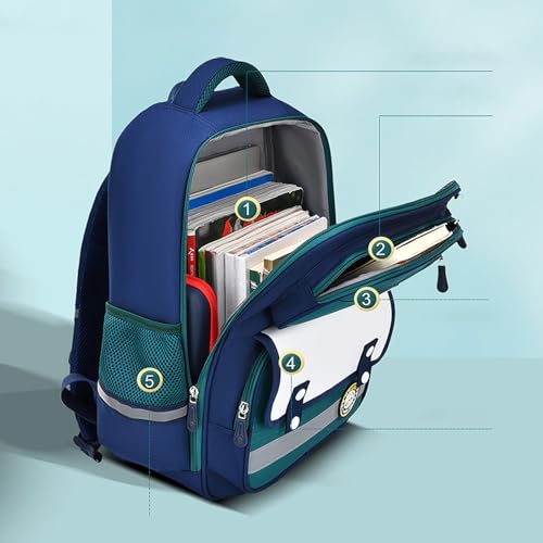 Sac à dos informatique enfant imperméable avec sangle de poitrine bleue - 2