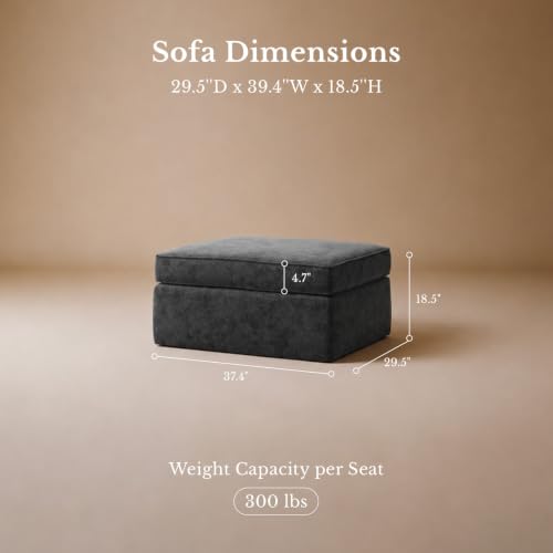Image of Maywish Sectional Boneless Couch for Living Room, Ottoman, Dark Gray