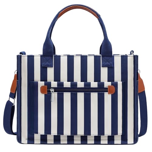Image of FIORETTO Womens Canvas Tote Bag Purse with Individual Compartment, Zipper Top, Reinforced Bottom & Luggage Sleeve