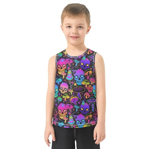 susiyo Bright Mushrooms and Skulls Boys Sleeveless Tank Top Toddler Athletic T Shirts2