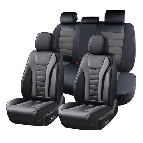 Image of Coverado Car Seat Covers Full Set, Seat Covers for Cars, Front Seat Covers and Back Seat Cover Waterproof Leather Automotive Seat Cover, Universal Car Interior Protectors Cushion for Most Cars