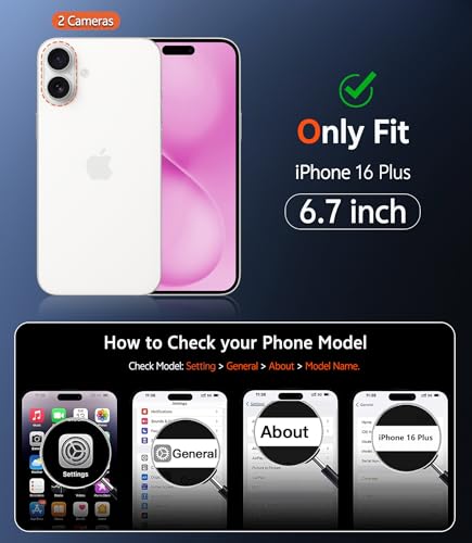 Image of FNTCASE for iPhone 16 Plus Case: Clear Magnetic Phone Cases with Screen Protector Compatible with Magsafe Slim Anti Yellowing Rugged Shockproof Protective Transparent Cell Phone Cover (B-Pink)