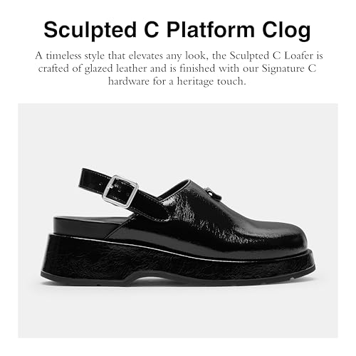 Coach Womens Sculpted C Platform Clog in Glazed Leather