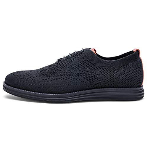 Men's Wingtip Knit Oxford Dress Shoes Stylish Lace-up Sneakers Smart Casual Walking Shoes Black 9.5 - Thumbnail 5