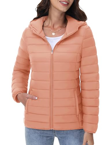 YUCOLEN Women's Puffer Jacket with Hood Lightweight Quilted Padded 4
