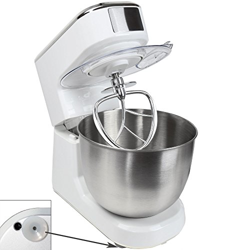 Syntrox Germany KM-1000W Küchenmaschine Knetmaschine Mixer, Edelstahl-Behälter, 5 Liter, creme – Bild 3