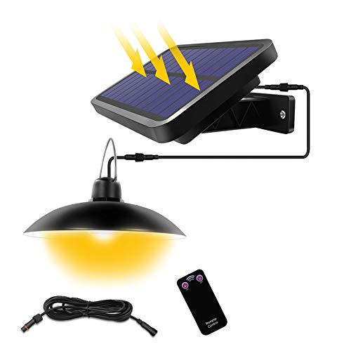 Preisvergleich Produktbild Solar-Hängeleuchte mit Fernbedienung, IP65, wasserdicht, solarbetrieben, Schuppen-Lichter für Außen- und Innenbereich, mit 3 m langem Kabel, Acrylnitril-Butadien-Styrol, Schwarz , 16-Warm light