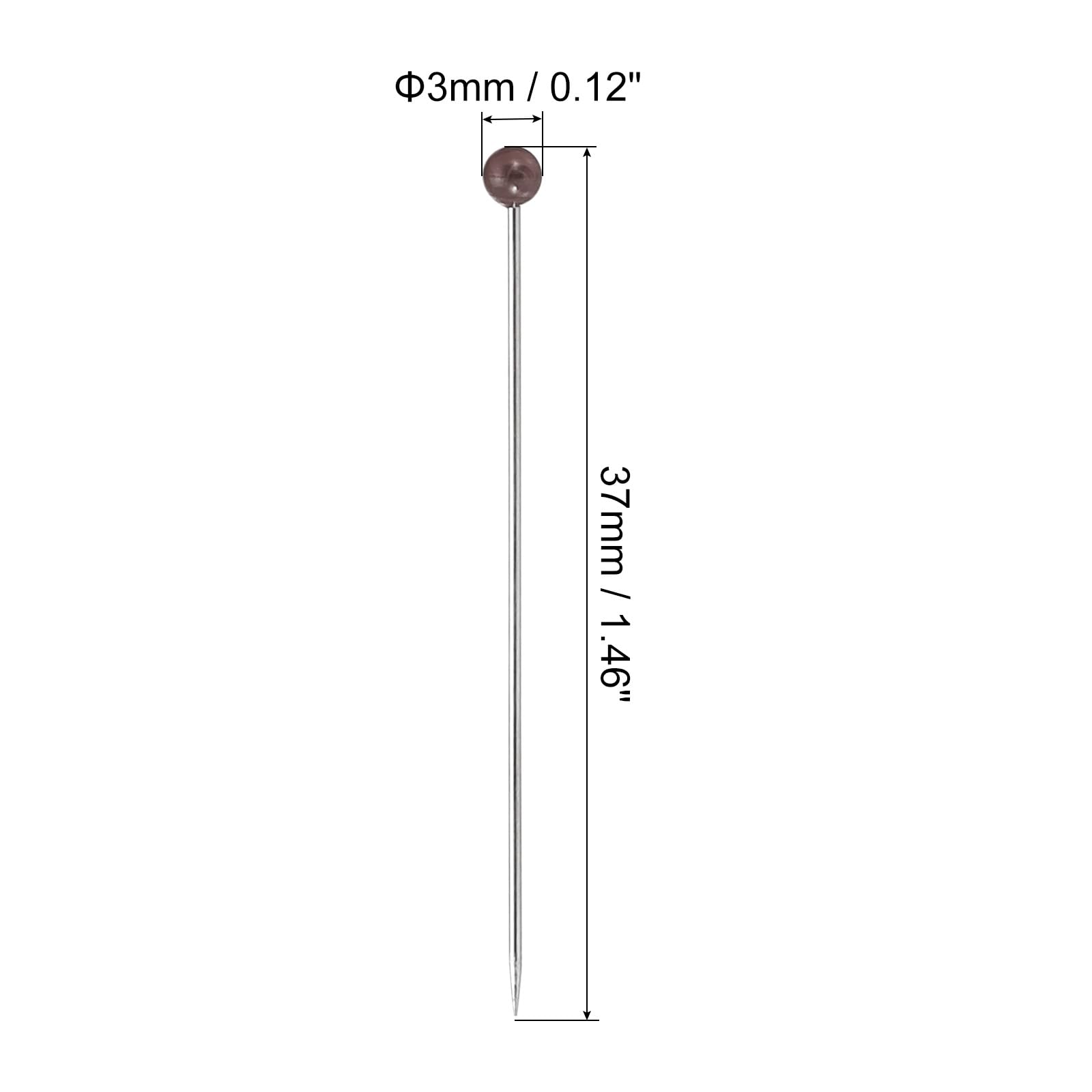 Alfileres De Costura PATIKIL - 200 Unidades, 1.5 Pulgadas, Cabeza De Bola Roja, Acero Inoxidable
