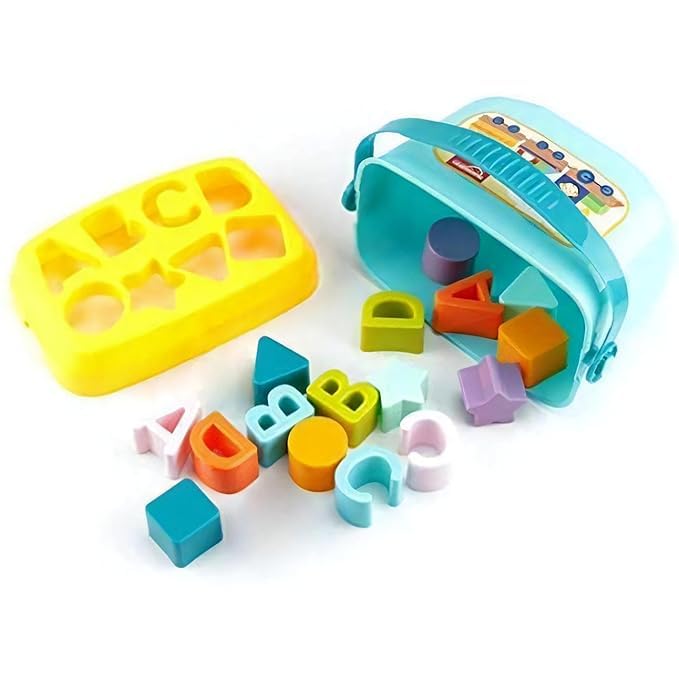 Image of Educational Activity Shape Sorter Baby and Toddler Toy, ABC and Shape Pieces,Colors Sorting Shape Game, Bucket Block Toys for 6 Months to 2 Years Old for Boys and Girls (Multicolor)